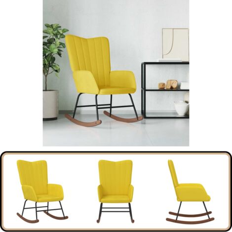 Schaukelstuhl Samt Senfgelb - Samtsessel - Schaukelstuhl - Wohnzimmersessel - Lounge Chair - Relaxsessel