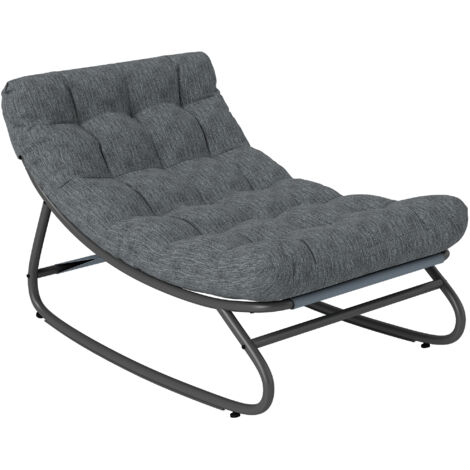 Schaukelstuhl Schaukelsessel mit breitem Netzsitz dickem Kissen 101 x 66 x 63 cm Grau
