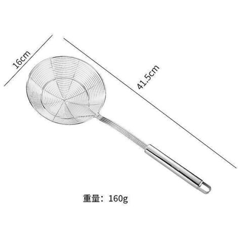 Schaumkelle aus Edelstahl mit Griff zum Braten und Servieren von Speisen, Pasta, Spaghetti, Nudeln (Durchmesser: 16 cm Gesamtlänge)