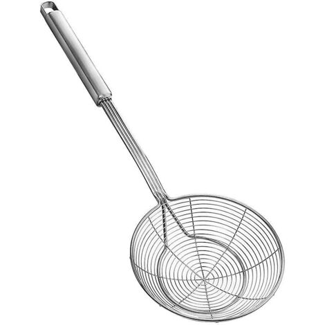 Schaumkelle aus Edelstahl mit Griff zum Braten und Servieren von Speisen, Pasta, Spaghetti, Nudeln (Durchmesser: 16 cm, Gesamtlänge)