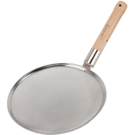 Schaumlöffel aus Edelstahl 304 mit Holzgriff, leicht und tragbar, großer Schaumlöffel zum Kochen und Braten, 28 cm Durchmesser