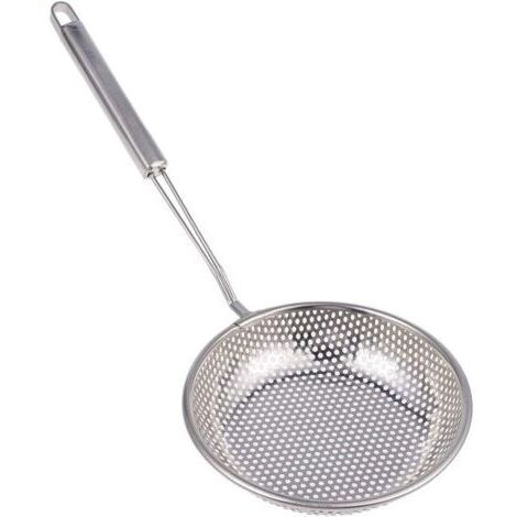 Schaumlöffel aus Edelstahl, ergonomisches Küchensieb, 4 bis 20 cm, silberfarben