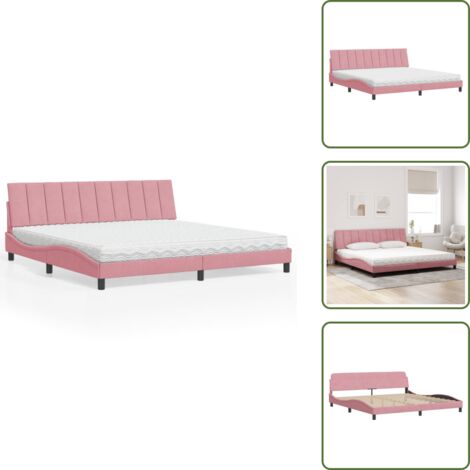 Schaumstoffmatratze - vidaXL Bett mit Matratze "Hanko" Rosa 200x200 cm Samt - Härtegrad H2