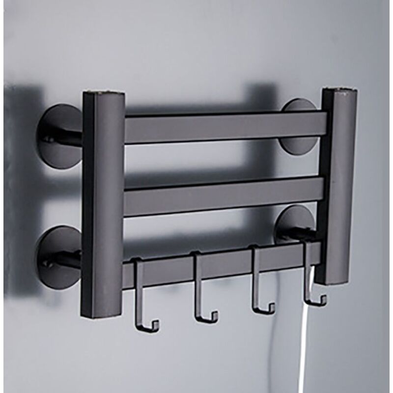 Sche-Serviettes lectriquesalle de bain temprature constante 120W murale sans poinonnage 3 couches no ACCESSOIRES DE ROBOT DE NETTOY