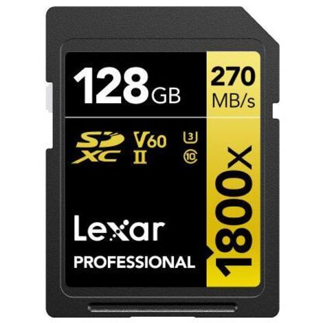 Scheda di Memoria SDXC Lexar Professional 128GB UHS-II V60 Oro (LSD1800128G-BNNNG) in Nero e Giallo