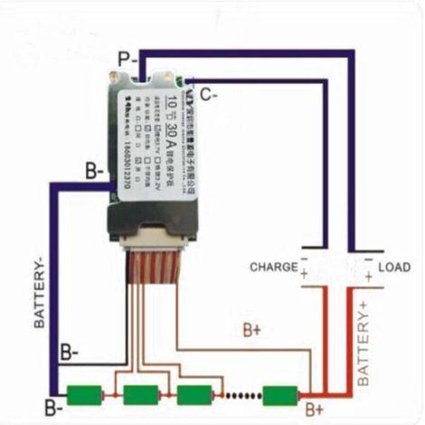 Scheda di protezione della batteria, BMS (Battery Management System) per batterie agli ioni di litio 10S 36V 30A, supporto per la protezione da sovraccarico