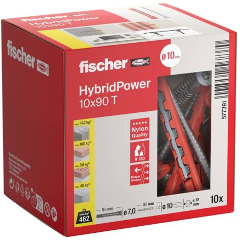 Scheda Hybridpower ø7 X 90 mm + Vite a testa svasata Tx40, ø10 X 87 mm, Confezione da 10 pezzi
