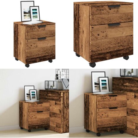 Schedario con Ruote Legno Antico 45x38x54 cm Legno Multistrato - Armadio con ruote - Scaffale con ruote