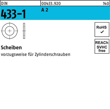Scheibe DIN 433-1 6,4x11x1,6 A 2 1000 Stück