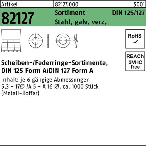 Scheibensortiment DIN 125/127 1000tlg. Stahl galv.verz. 1 Stück