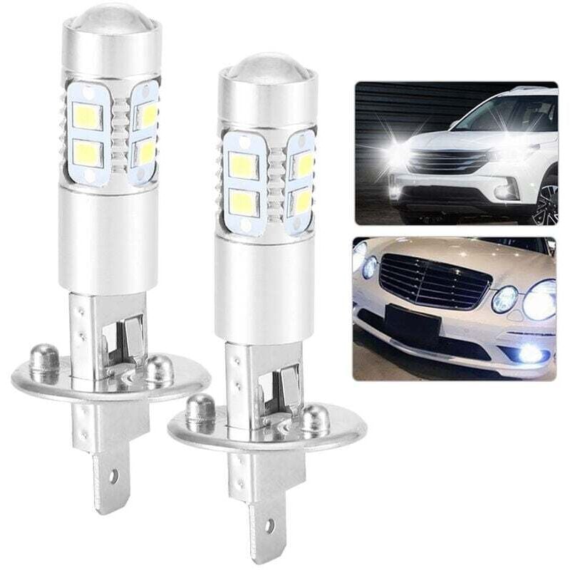 Image of Scheinwerferlampen, 2x H1 6000K Super White LED-Scheinwerferlampen-Kit Abblendlicht
