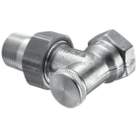 Schell Heizkörperverschraubung, Eckform absperrbar, 10 bar, 1/2", Mattnickel