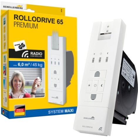 Schellenberg 22728 Avvolgicavo elettrico radio per tapparelle avvolgibili 65 PREMIUM, fino a 6 m² di superficie della tapparella, forza di trazione 45 kg Bianco