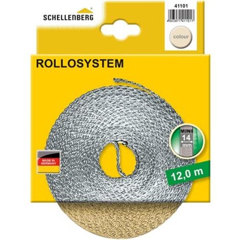 Schellenberg 41101 Cintino avvolgibili 14 mm x 12 m-Sistema Mini, Cinghia tapparella Beige
