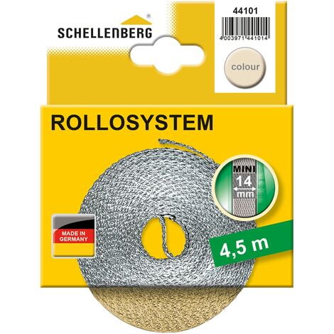 Schellenberg 44101 Cintino avvolgibili 14 mm x 4,5 m-Sistema Mini, Cinghia tapparella Beige