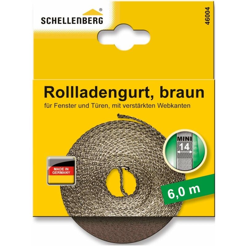 Image of Schellenberg - 46004 - Cinghia per tapparelle, 14 mm / 6m, colore: Marrone