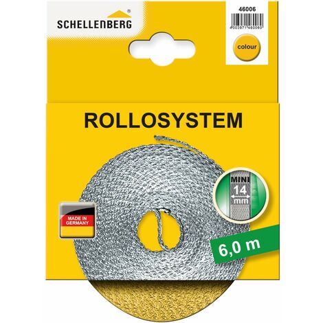 Schellenberg 46006 Cintino avvolgibili 14 mm x 6 m-Sistema Mini, Cinghia tapparella, Giallo