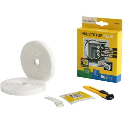 Schellenberg 50029 Nastro adesivo Plus per zanzariera in poliestere, fibra di vetro e tessuto di alluminio, lunghezza 5,6 m, inclusi accessori di montaggio, bianco