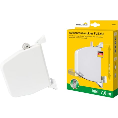 Schellenberg 50145 Avvolgitore a vite Flexo Mini con cinturino, bianco, Interasse fori 15-16,5 cm