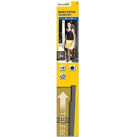 Schellenberg 50655 Zanzariera Estensibile 95 x 220 cm, Tenda telescopica con 3 lamelle per Porte, Antracite