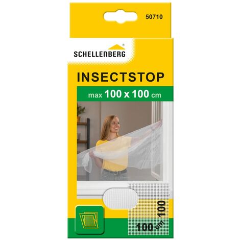 Schellenberg 50710 Zanzariera finestra per finestre fino a 100 x 100 cm, zanzariere senza perforazione, incl. nastro di fissaggio, bianco