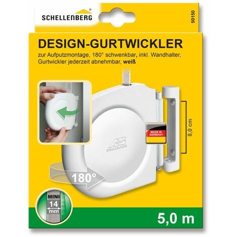 Schellenberg Design Aufschraubwickler Gurtwickler Mini weiss mit Rollladengurt