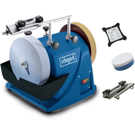 Scheppach Affûteuse à eau Tiger 2000S – Système de ponçage à l'eau – 120 W – Pierre abrasive en corindon supérieur – Vitesse 120min-1