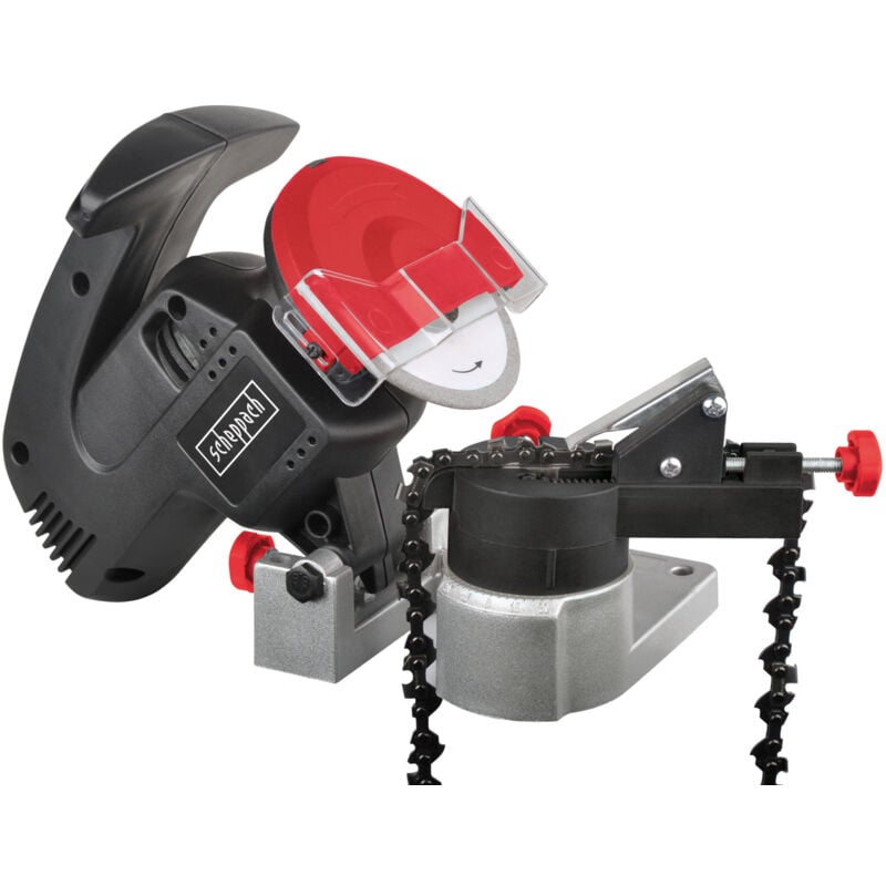 Affûteuse de Chaîne KS1200 - 220W - Meule Ø100mm - Alésage Ø10mm - Carter Robuste - Correspond à toutes les chaînes courantes - Grand Pare-Etincelles