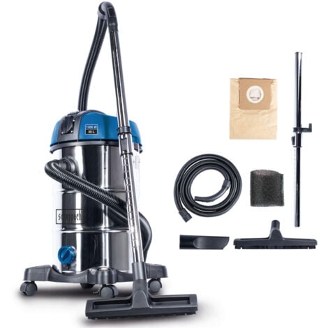 Scheppach Aspirateur Eau et poussière NTS30Premium - 1300W - Multi-usages - Cuve de 30L - 20000Pa de Puissance d'aspiration - Fonction Soufflerie - Kit d'accessoires Complet Inclus