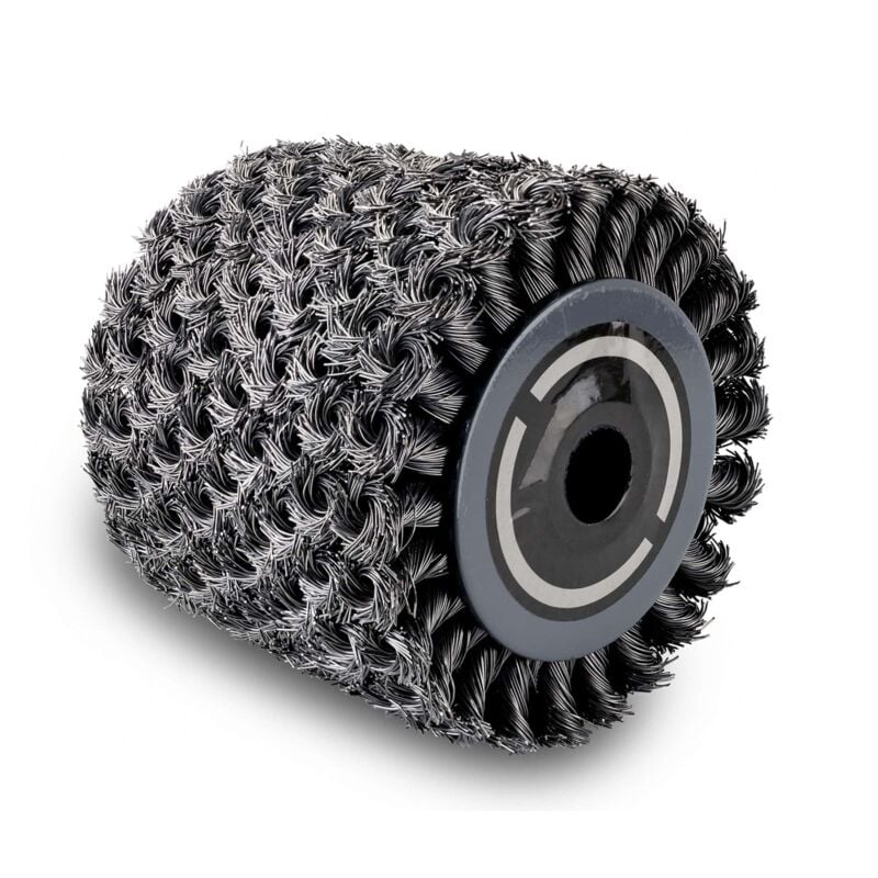 Celloplast - Scheppach Brosse fibre métal torsadée pour surfaceuse MRS1300 - Brosse de rechange - 100mm de largeur - Ø120mm - Pour le ponçage fort ou