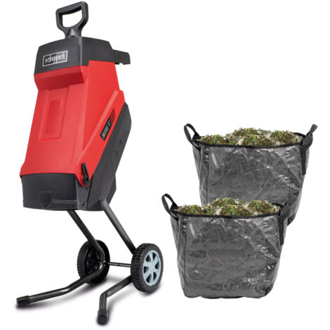 Scheppach Broyeur de jardin électrique 2 en 1 GS55 – Broyeur & collecteur – 2400 W – Jusqu'à 45 mm d'épaisseur – Capacité de 45 L – 2 couteaux réversibles montés – 2 sacs de ramassage inclus