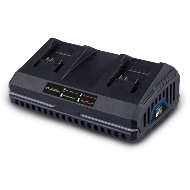 Scheppach - Chargeur Double ixes 20V - SDBC2.4A - 2,4A - Li-ion - 230-240V/50Hz - Longue durée de vie - Voyant de charge - Rechargement rapide