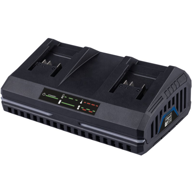 Scheppach - Chargeur Double ixes 20V - SDBC4.5A - 4,5A - Li-ion - 230-240V/50Hz - Longue durée de vie - Voyant de charge - Rechargement rapide