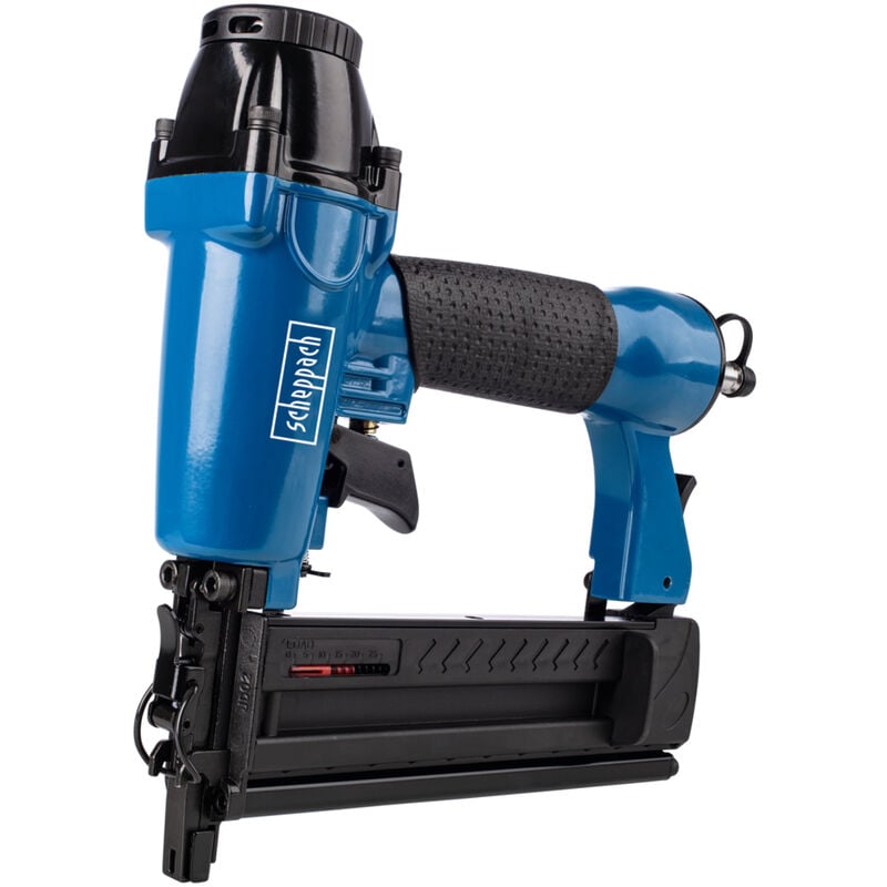 Scheppach - Set Cloueuse agrafeuse pneumatique - Bouteille d'huile incluse - Lunettes de protection - Clé à six pans creux 4 mm - Clous et agrafes