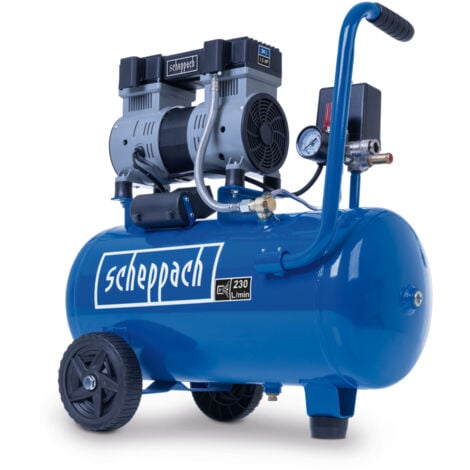 Scheppach Compresseur Ultra Silencieux HC08Si – Cuve 6 L – Pression max 8 bars – Moteur 1100 W - 230 V - Débit d’aspiration 162 L/min - sans huile