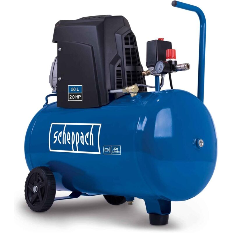 Scheppach Compresseur d’air HC63 – 1500 W – 230 V – 10 bar – Cuve de 50 L – Débit d’aspiration 220 L/min – 97 dB