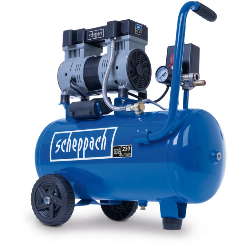 Scheppach - Compresseur d'air HC26Si – Compresseur à air ultra silencieux - Cuve 24 l – Pression de travail 8 bars - 1100 w - 230 v - Capacité