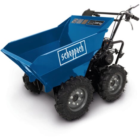 Scheppach Dumper - Benne motorisée thermique DP3000 - Charge maximale de 300kg - 5,6 CV - 4 roues motrices - 3x marche avant / 1x marche arrière - Mini brouette - mini camion benne