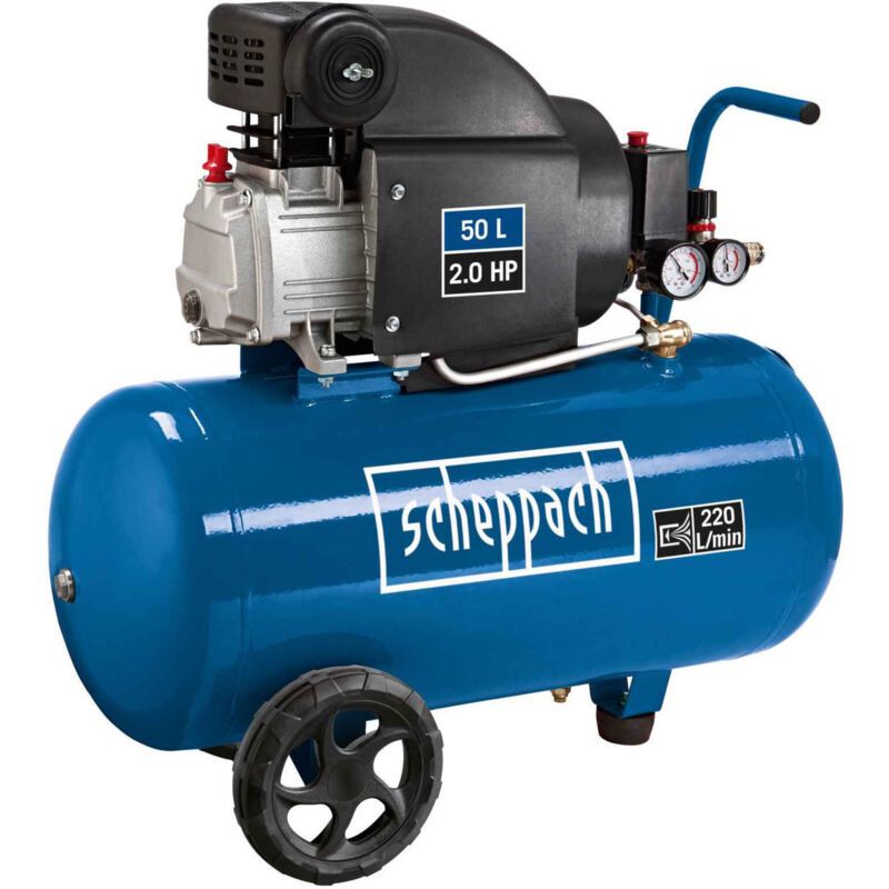 Scheppach - 1.5hp 50 Litre Electric Air Compressor 8 Bar Pressure : HC54