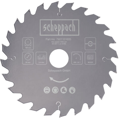 Scheppach Lame de scie - Ø 185 x 30 x 2,4 mm - 24 dents - spécial bois