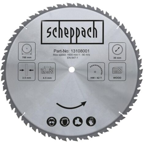 Scheppach – Lame de scie circulaire 700mm – Pour bois dur – Alésage 30mm – 42 dents – Épaisseur 4,5mm – Coupes précises et durables