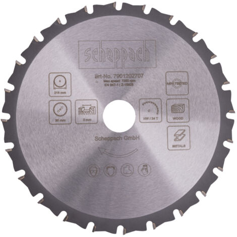 Scheppach – Lame de scie circulaire 216mm – Carbure 24 dents – Pour bois dur et teck – Ø30mm d'alésage – Coupe nette sans éclat - HM90MP