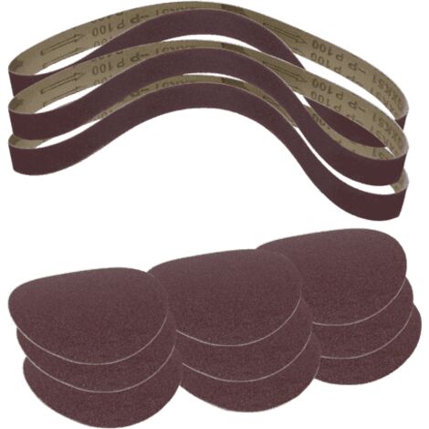 Scheppach Lot de 12 abrasifs - Disques abrasifs grain 80,120 et 180 (3 pièces de chaque) - Bandes abrasives grain 60,100 et 180 (1 pièce de chaque) - Compatibles avec la ponceuse BTS700