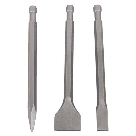 Scheppach Lot de 3 burins pour bêche pneumatique - Emmanchement SDS - Compatible Aero²Spade - Burin plat étroit et large + burin pointu