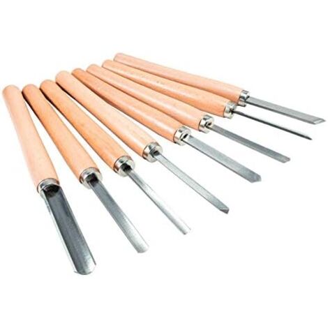 Scheppach Lot de 8 gouges pour tours à bois compatibles DM600Vario, DM500T, DM1100T