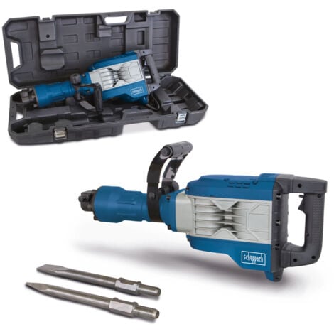 Scheppach Marteau de démolition AB1900 – 60 Joules – 2000 coups/min – 1900 W – Marteau perforateur – Marteau piqueur – Burin pointu et burin plat 390 mm – Coffret inclus