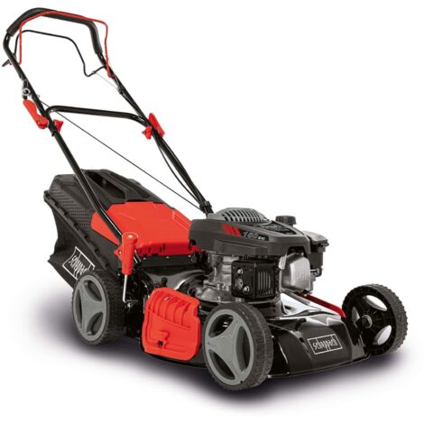 Scheppach MS161-46 Benzin Rasenmäher mit Antrieb - 46cm Schnittbreite Reinigungsfunktion 55 L Stahlgehäuse 7 Höhenverstellungen Mulchfunktion