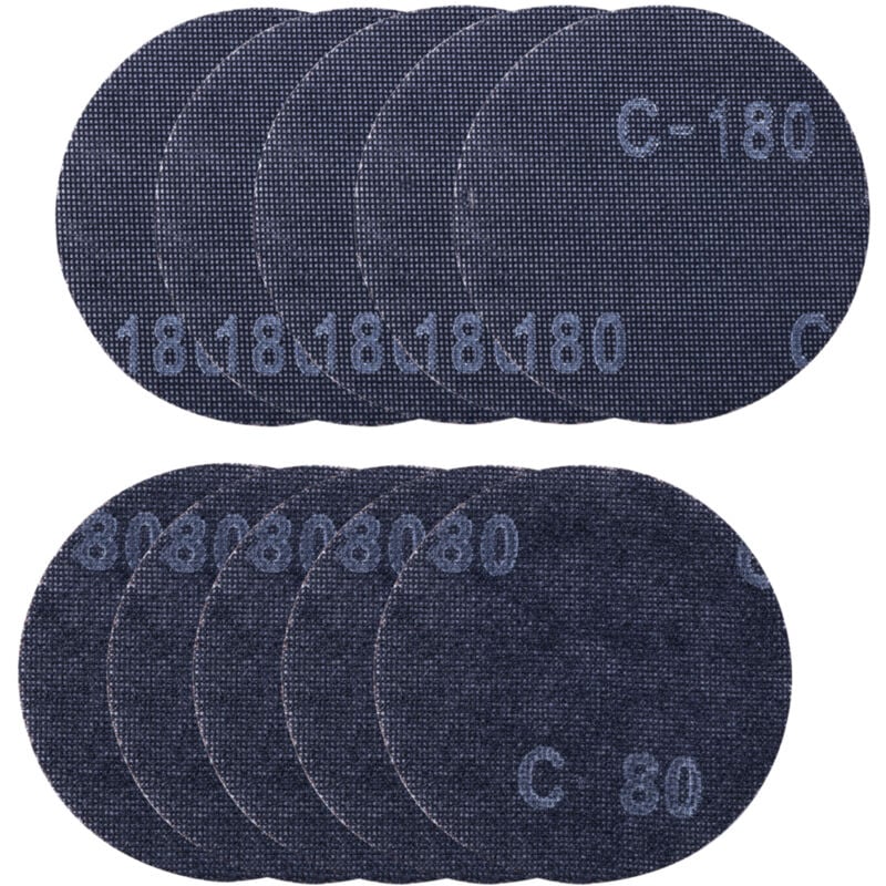 Lot de 10 disques abrasifs - Grain 80 et 180 - Diamètre 150 mm - Compatibles avec les ponceuses BTS800 / BTS900 - Scheppach