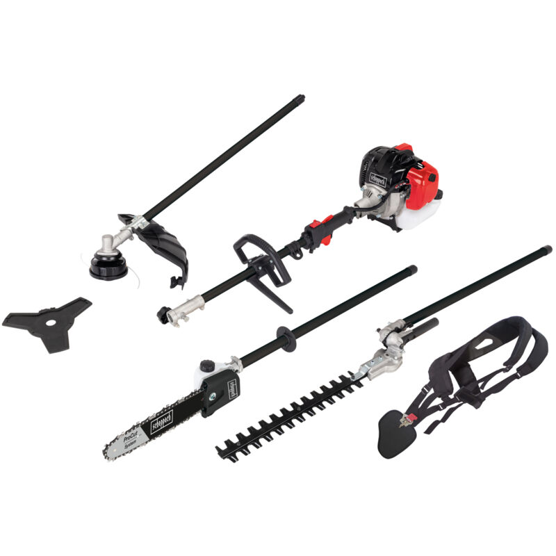 Outil multifonction 4en1 MFH5200-4PRG - 1400 w - 52 cm3 - Coupe bordure - Débroussailleuse - Taille haies - Elagueuse - Scheppach