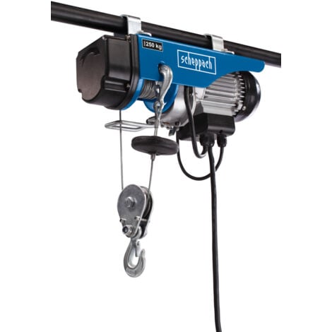 Scheppach Palan Electrique HRS250 -530W - Capacité de charge 250 Kg - Hauteur de Levage 12 m - Câble Métallique 12 m - Installation Facile